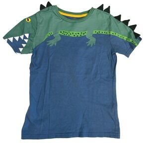 Mini Boden Boys Shirt Size 7 8 Summer Cotton Blue Crocodile Graphic Spikes